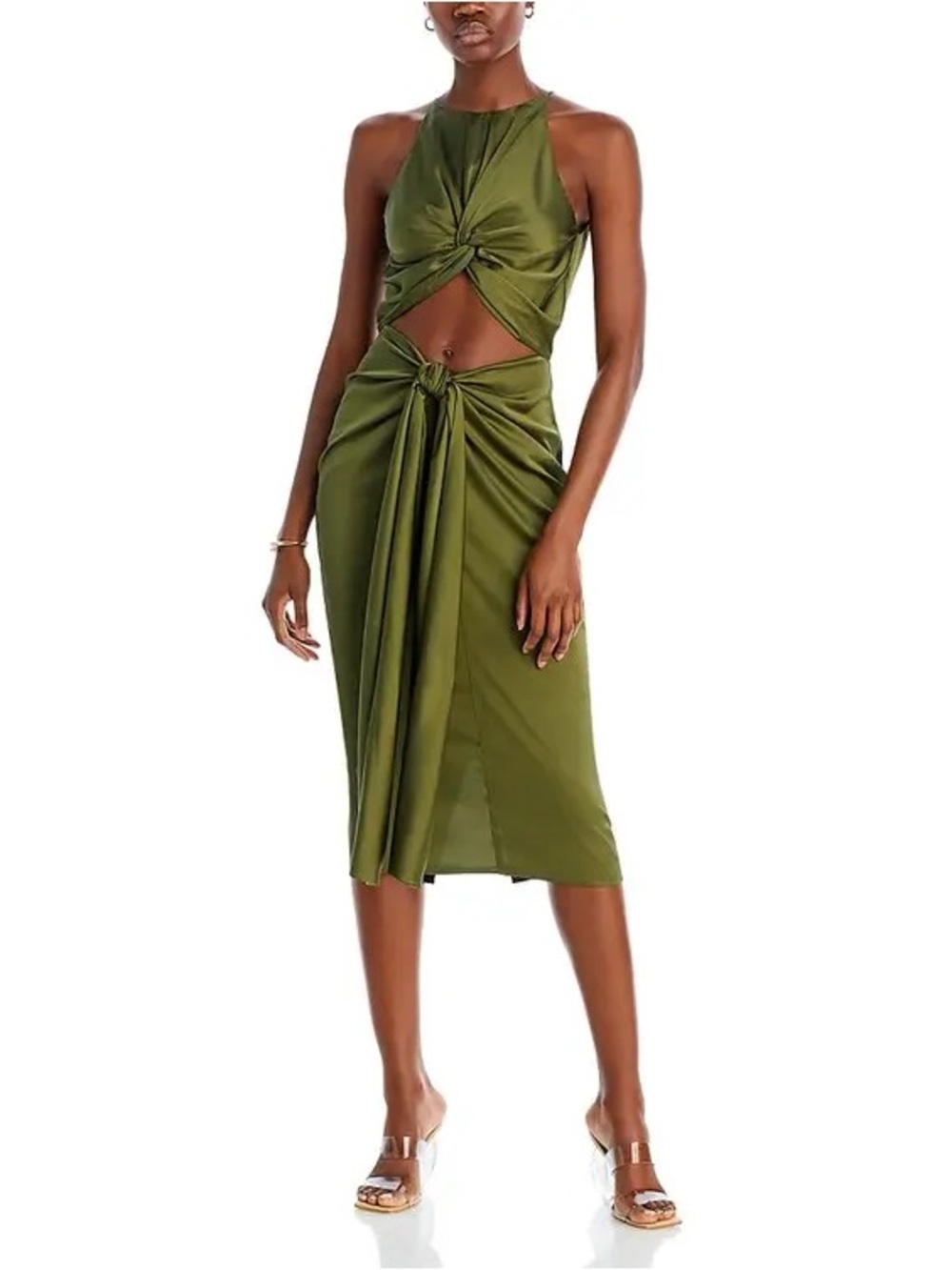 Andrea iyamah Reni midi dress olive green size small new with tags